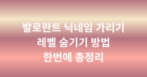 발로란트 닉네임 가리기, 레벨 숨기기 방법 한번에 총정리