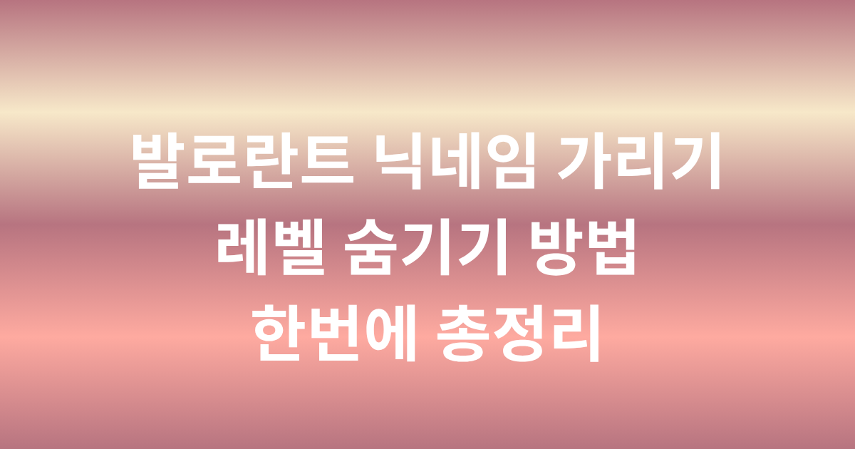 발로란트 닉네임 가리기, 레벨 숨기기 방법 한번에 총정리