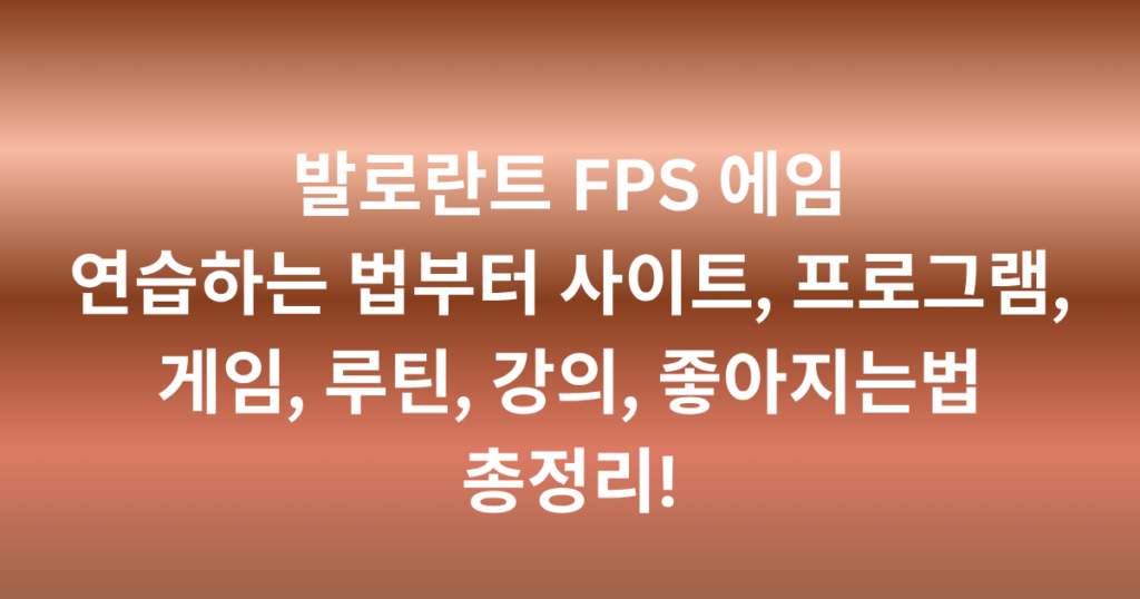 발로란트 FPS 에임 연습하는 법부터 사이트, 프로그램, 게임, 루틴, 강의, 좋아지는법 총정리!